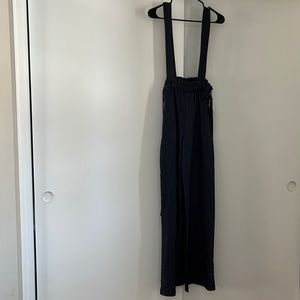 Wide leg suspender pants